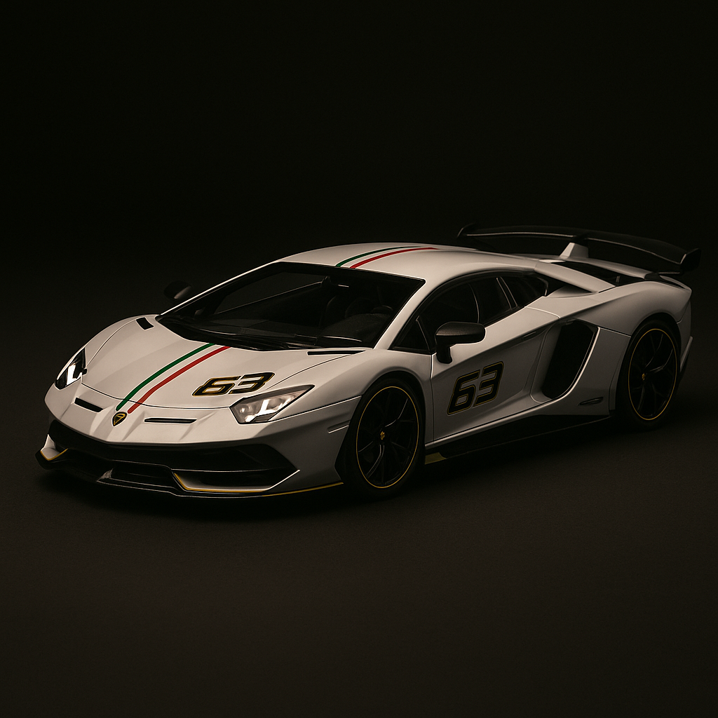 1:32 Aventador SVJ Diecast Supercar – Scissor Doors, LED & Engine Sound