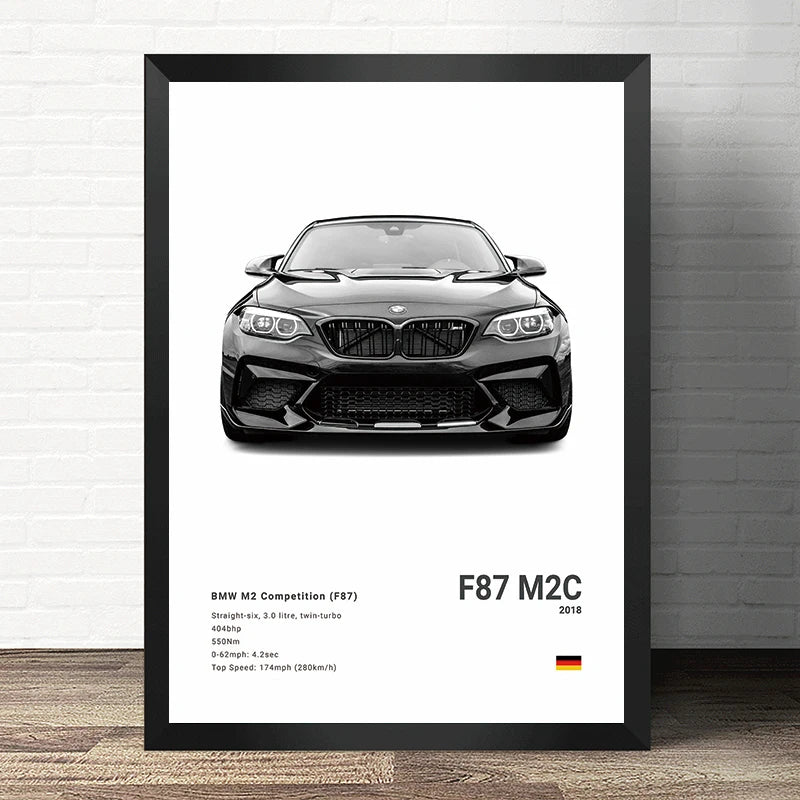 BMW M3 M5 M Series Canvas Poster – Car Wall Art for Bedroom, Garage, or Office