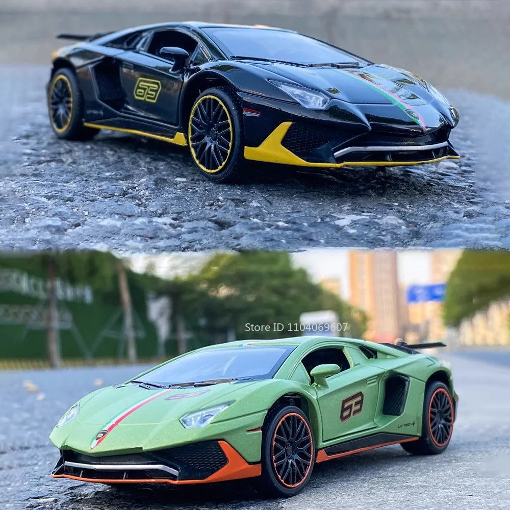 1:32 Aventador SVJ Diecast Supercar – Scissor Doors, LED & Engine Sound