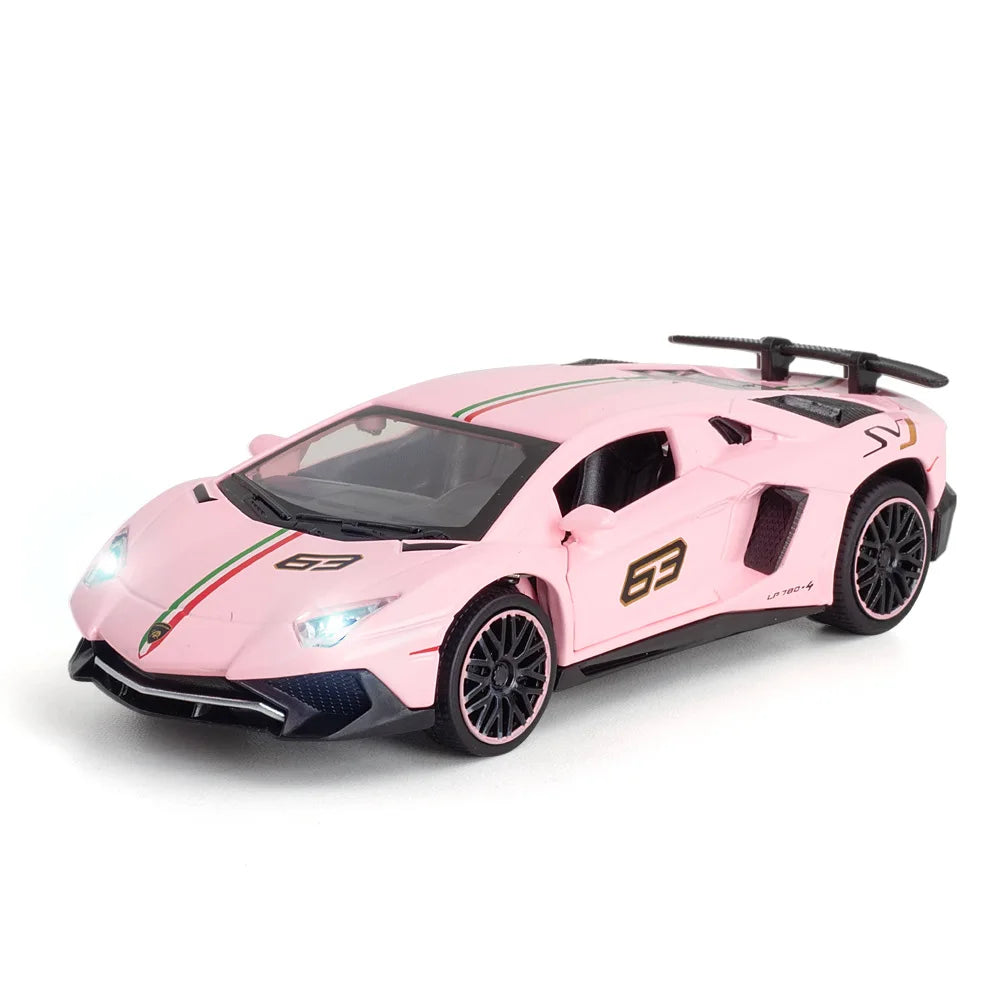 1:32 Aventador SVJ Diecast Supercar – Scissor Doors, LED & Engine Sound