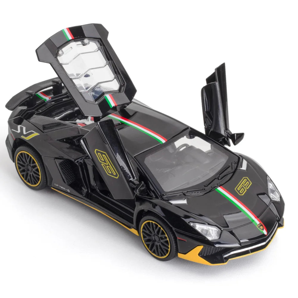 1:32 Aventador SVJ Diecast Supercar – Scissor Doors, LED & Engine Sound