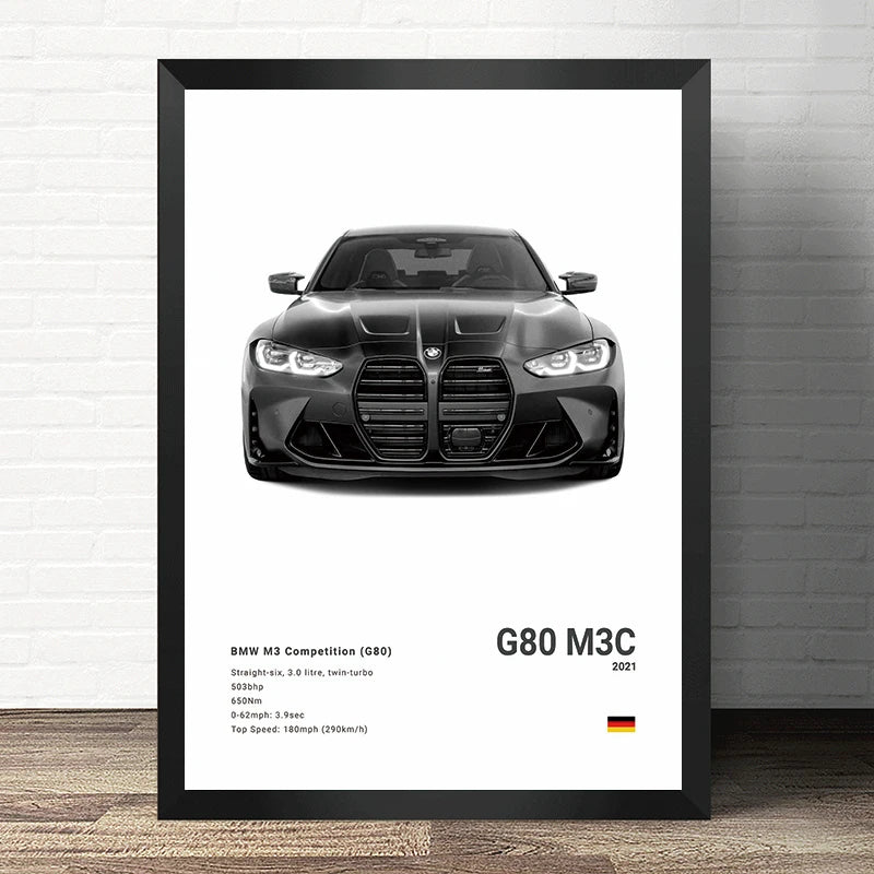 BMW M3 M5 M Series Canvas Poster – Car Wall Art for Bedroom, Garage, or Office