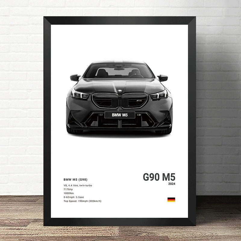 BMW M3 M5 M Series Canvas Poster – Car Wall Art for Bedroom, Garage, or Office