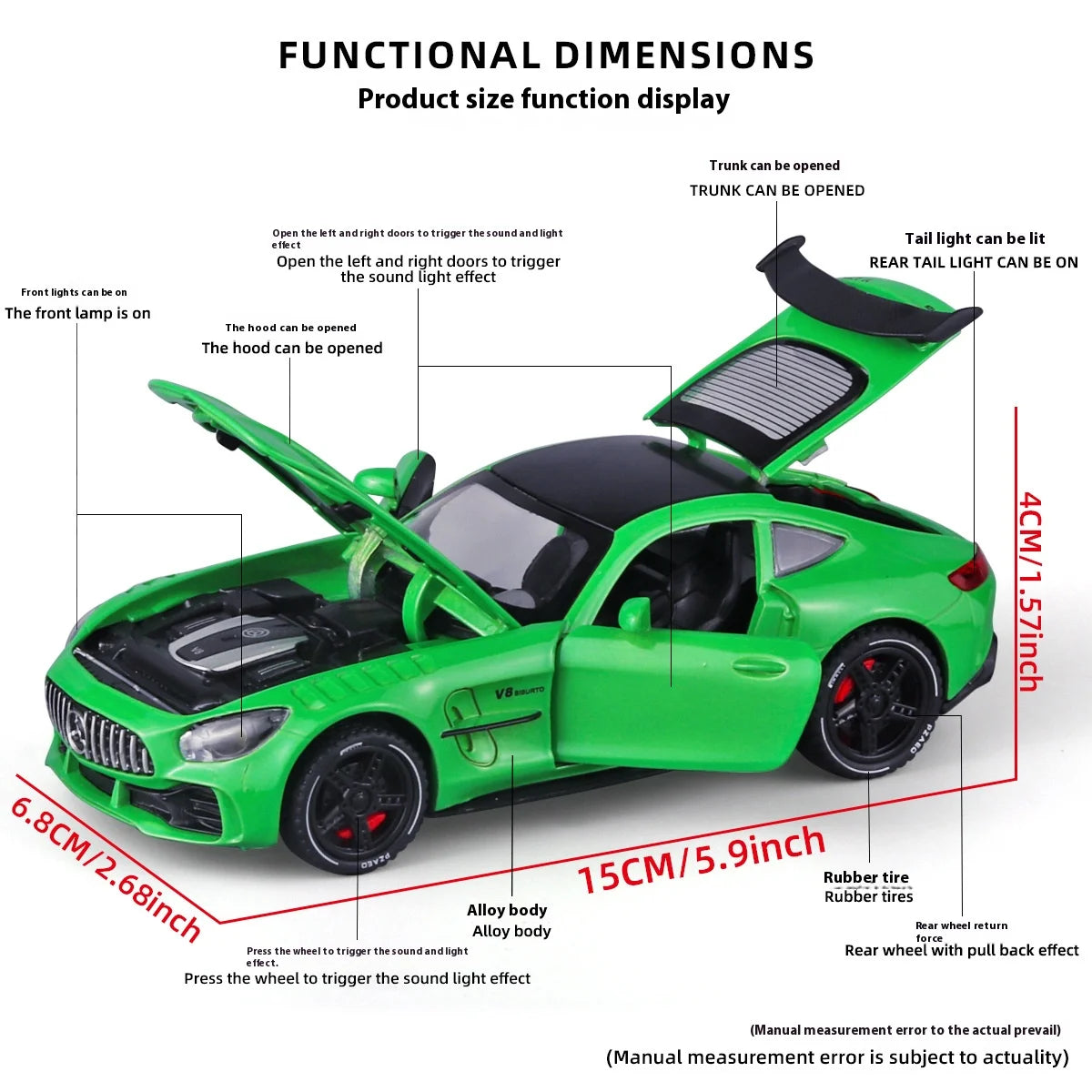 1:32 Mercedes-Benz AMG GTR Diecast Sports Car Model