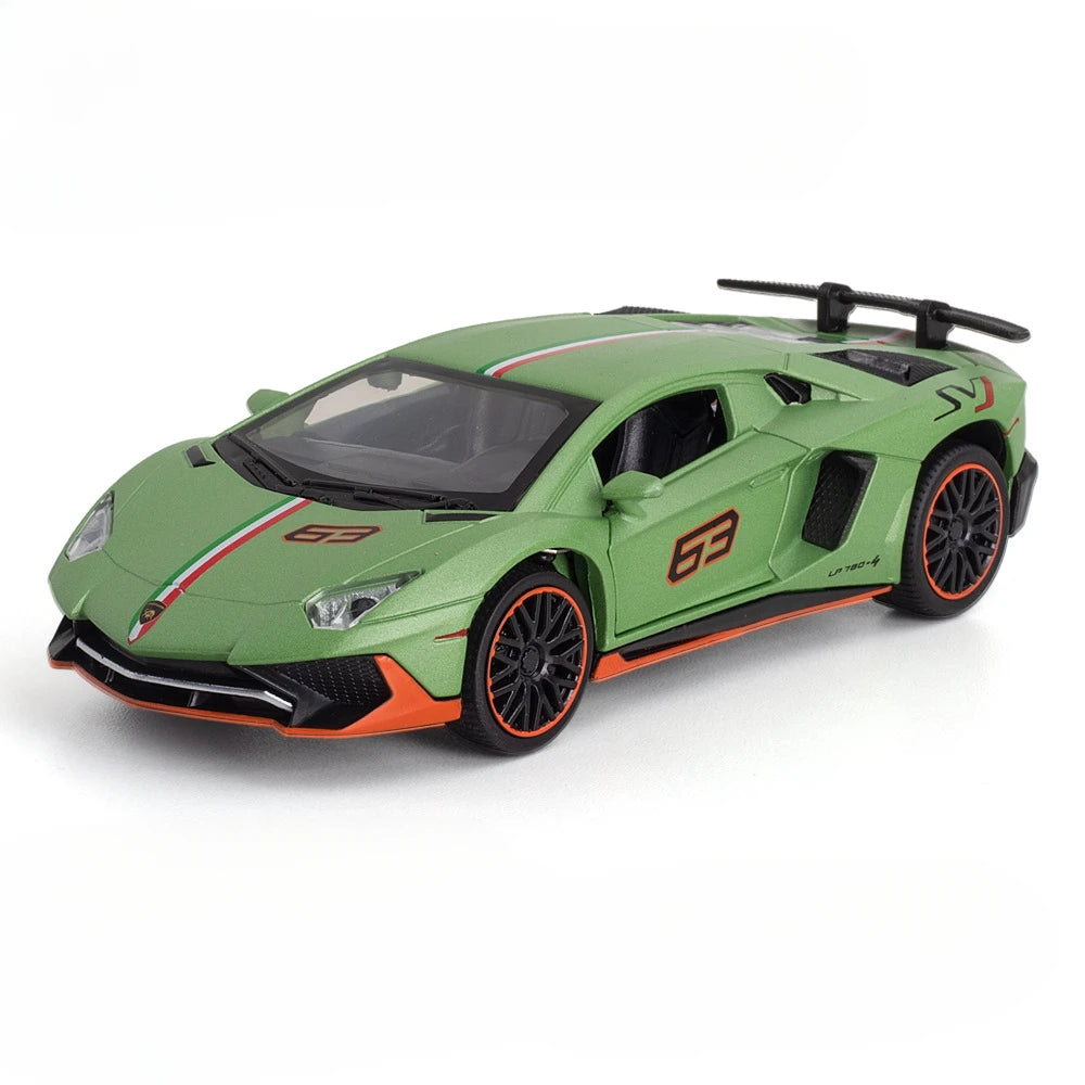 1:32 Aventador SVJ Diecast Supercar – Scissor Doors, LED & Engine Sound