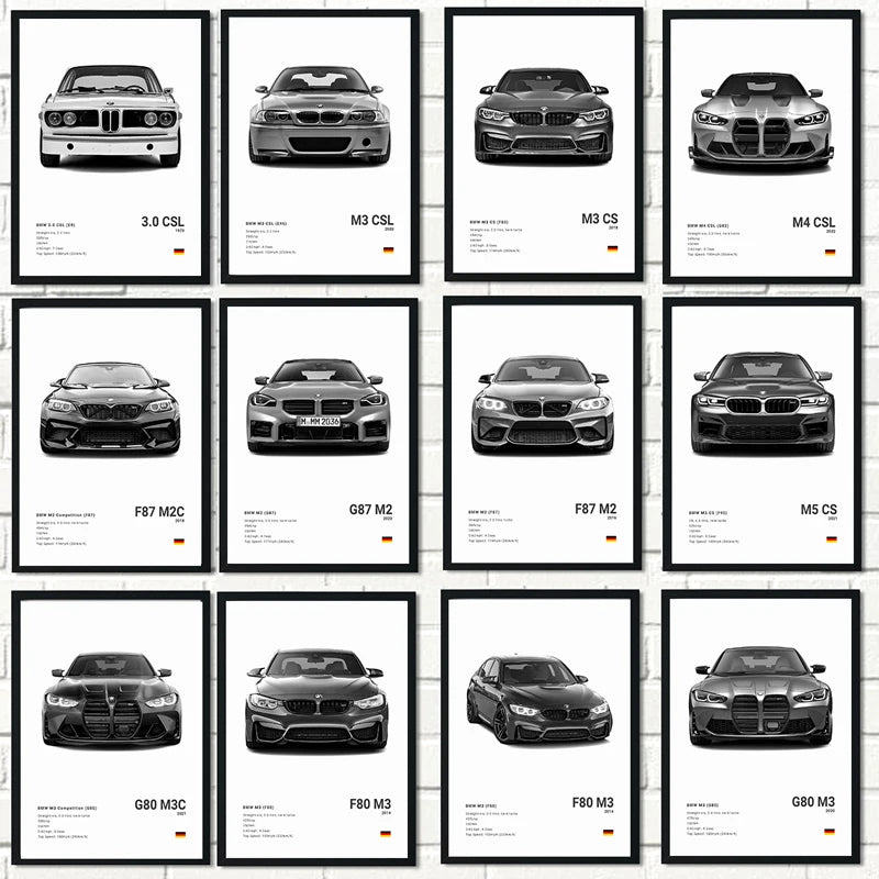 BMW M3 M5 M Series Canvas Poster – Car Wall Art for Bedroom, Garage, or Office