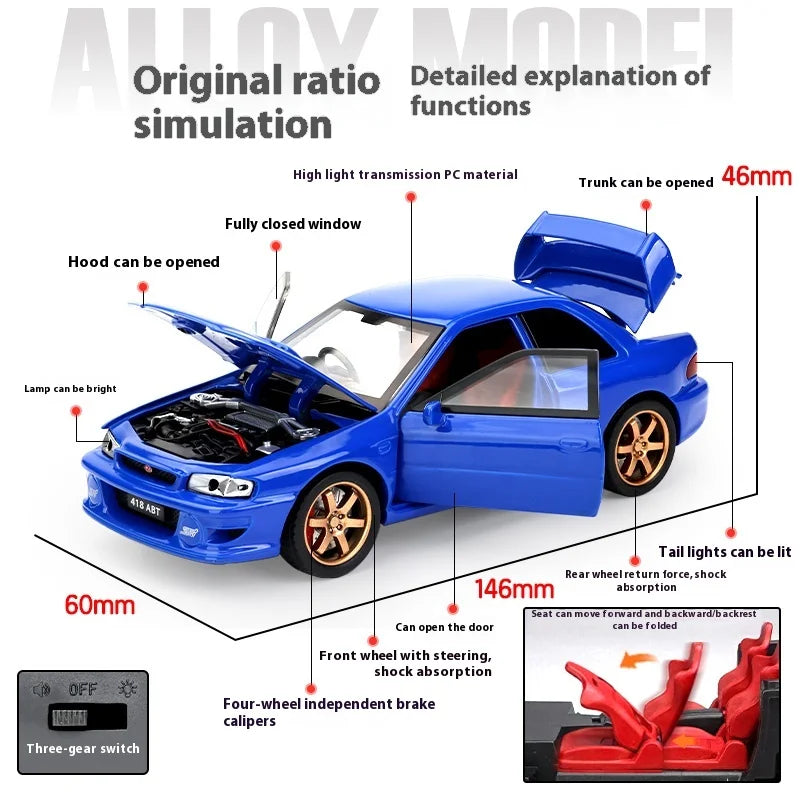 1:32 Subaru WRX STI Diecast JDM Model Car